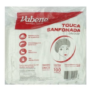 Touca de Tnt Sanfonada Branca com 100 unidades Vabene Touca de Tnt Sanfonada Branca com 100 unidades Vabene