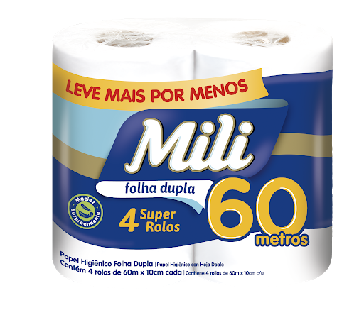 PAPEL HIGIÊNICO MILI BIANCO FS 60M X 10CM C- 4 ROLOS – REF. 100651 PAPEL HIGIÊNICO MILI BIANCO FS 60M X 10CM C- 4 ROLOS – REF. 100651