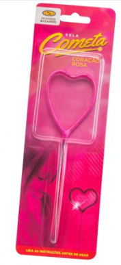 VELA COMETA CORAÇÃO ROSA VELA COMETA CORAÇÃO ROSA